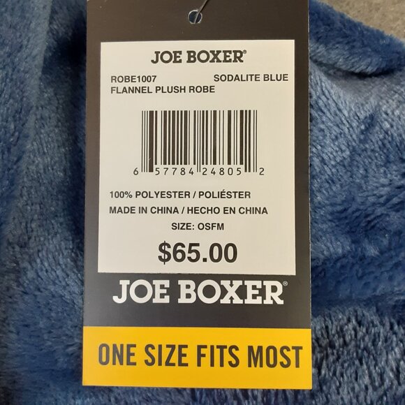 Joe Boxer Womans Belted Robe Size OSFM Long Sleeve Pockets Plush Blue NWT $65. - Picture 5 of 7